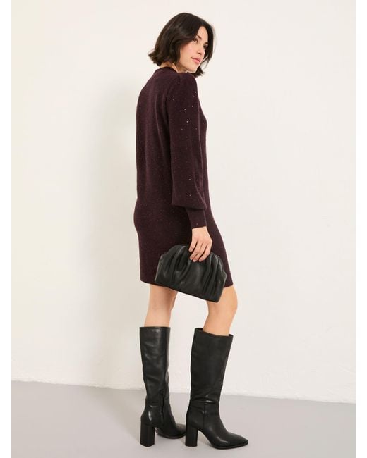 FatFace Natural Fatface Regular Sparkle Knit Mini Dress