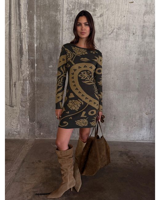 Never Fully Dressed Amara Knit Mini Dress in Brown | Lyst