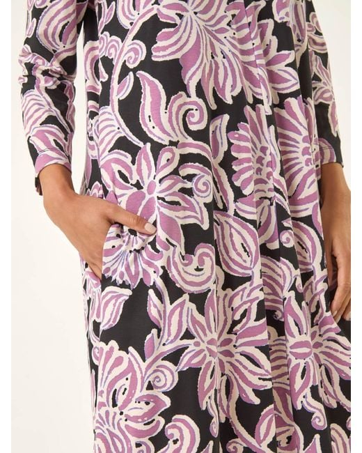 Roman Pink Petite V-Neck Swing Dress