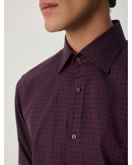 Next Purple Regular Fit Geometric Print Long Sleeve Smart Shirt for men