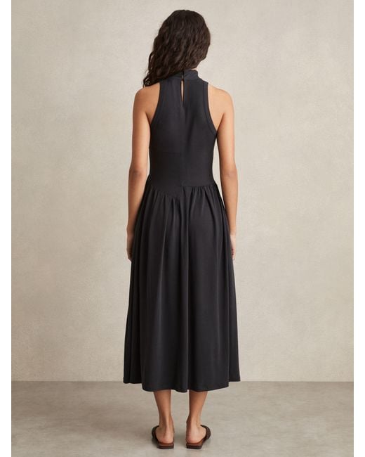 Reiss Jersey Sleeveless Midi Dress in Black | Lyst UK
