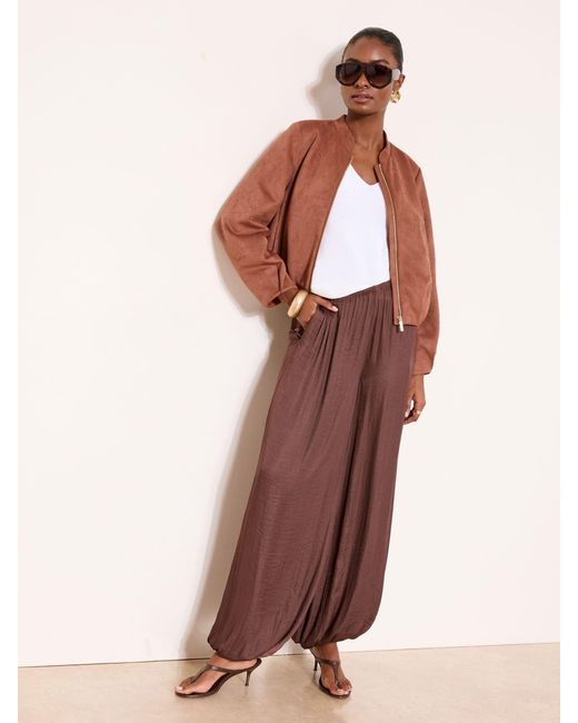 Lipsy Brown Collarless Bubble Hem Jacket
