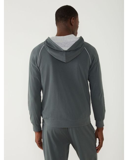 Boss Gray Stretch Cotton Zip-Up Hoodie for men