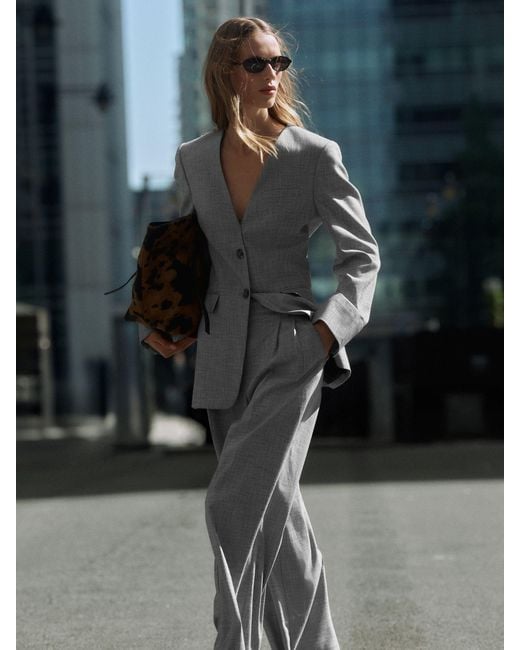 Next Gray Light Tailored Collarless Jacket