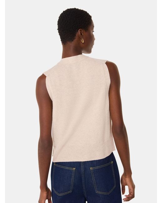 Whistles Blue Wool V-Neck Button Front Tankmittel