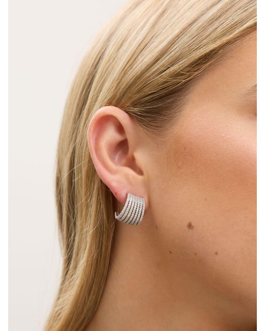 Jon Richard Metallic Cubic Zirconia Multirow Hoop Earrings