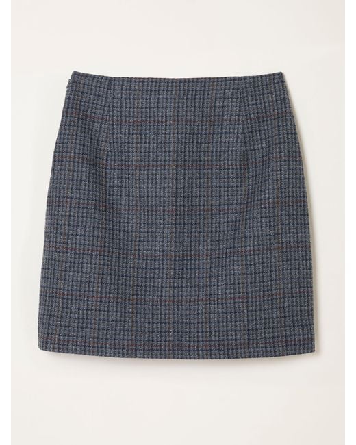 FatFace Blue Fatface Jackie Tweed Wool Skirt