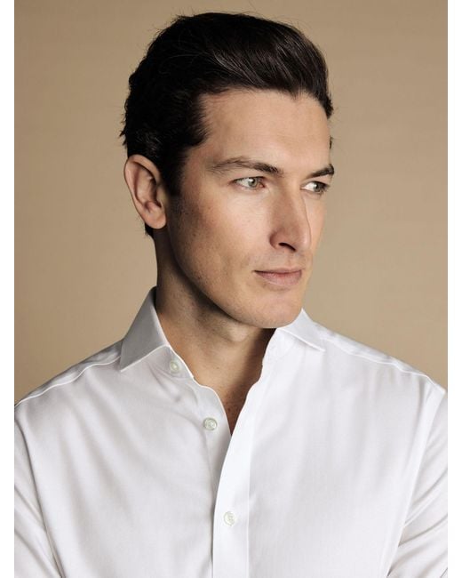 Charles Tyrwhitt Extrem Cutaway Slim-Fit-Hemd Aus Bügelfreiem Twill, 100 Baumwolle in White für Herren