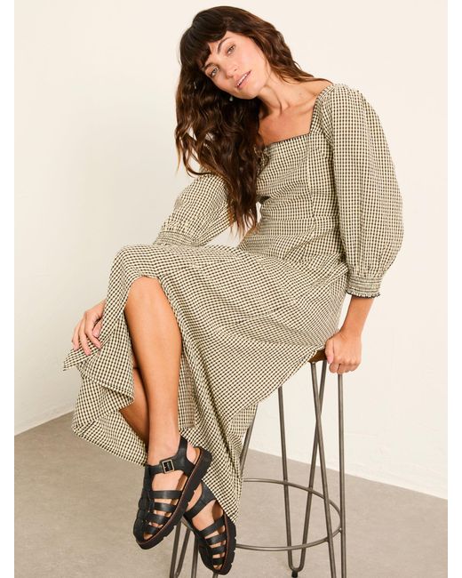 FatFace Brown Fatface Regular Gingham Midi Dress