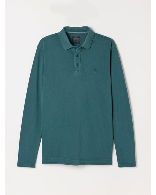FatFace Green Fatface Long Sleeve Pique Polo Shirt for men