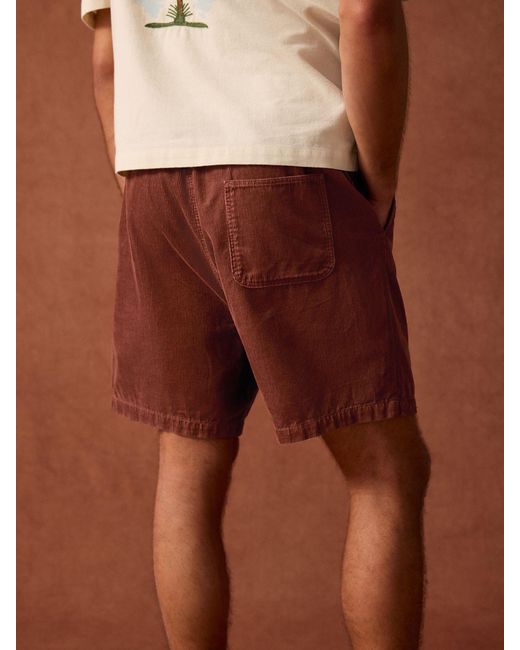 Next Brown Corduroy Elasticated Waist Shorts for men