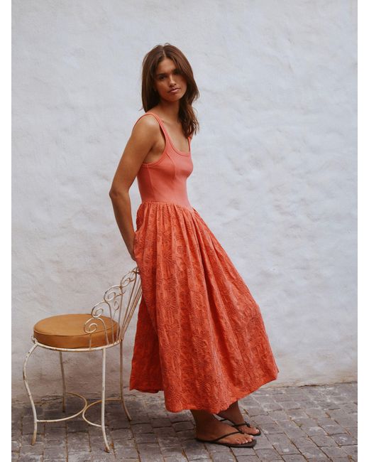 embroidered cornelli tape woven dress Shining Self Midi Dress | Delicate Floral Embroidery main image 1