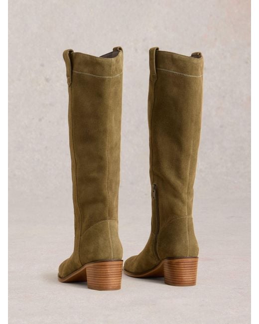 White Stuff Green Izzy Suede Knee High Boots
