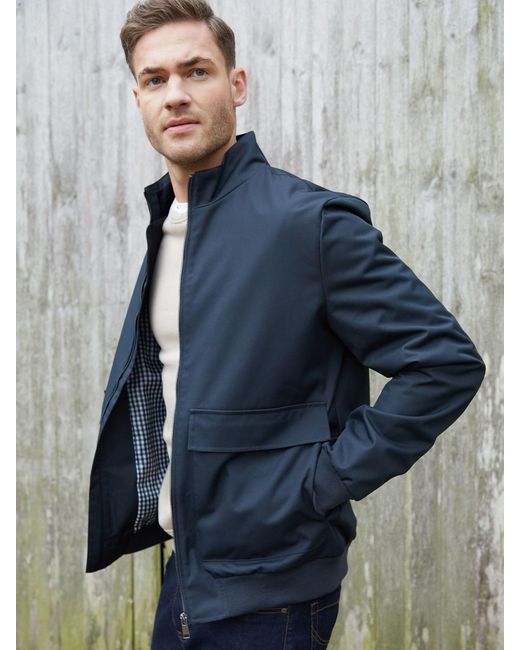 Threadbare Blue Patch Pocket Funnel Neck Harrington Style Jacket for men