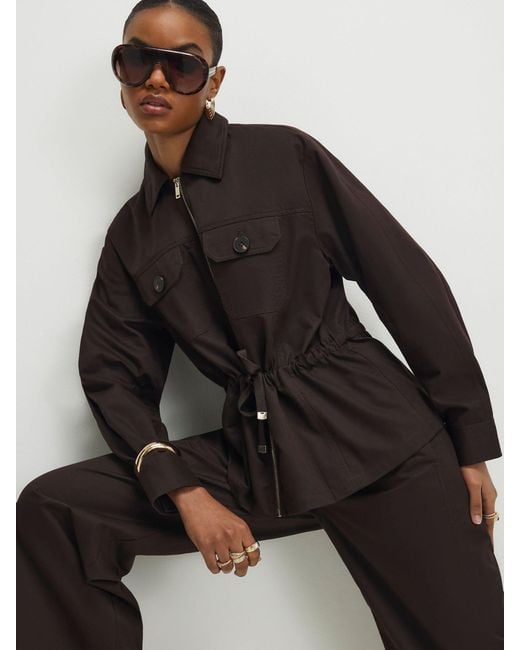 River Island Black Zip Through Drawstring Shacket