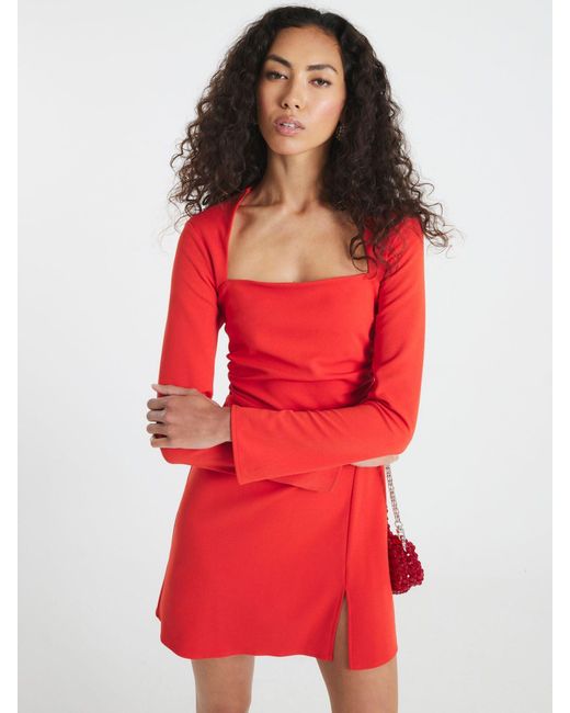 River Island Red Square Neck A-Line Mini Dress