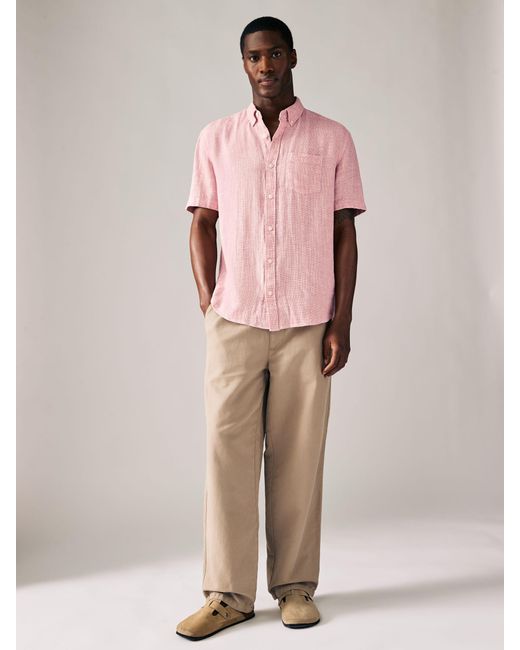 Next Kurzärmliges Hemd Aus Baumwoll-Leinenmischung in Pink für Herren