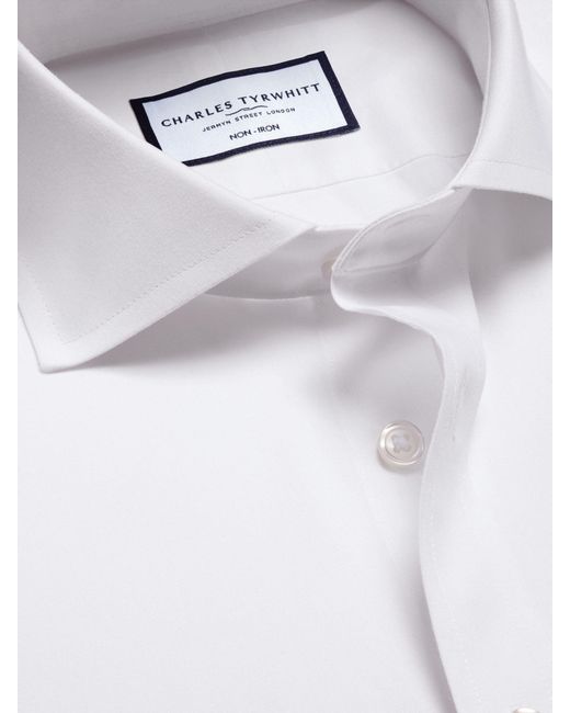 Charles Tyrwhitt Gray Slim Fit 100% Cotton Cutaway Collar Non Iron Poplin Shirt for men
