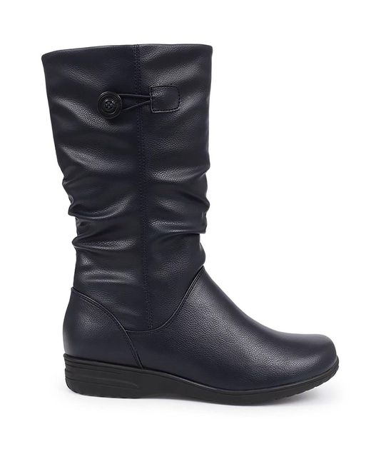 Pavers Blue Flat Slouch Boots