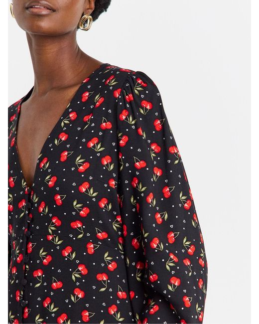 JD Williams Red Button Through Tea Dress