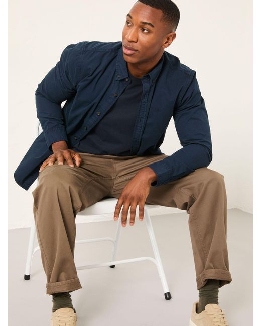 FatFace Blue Fatface Marlow Long Sleeve Plain Shirt for men