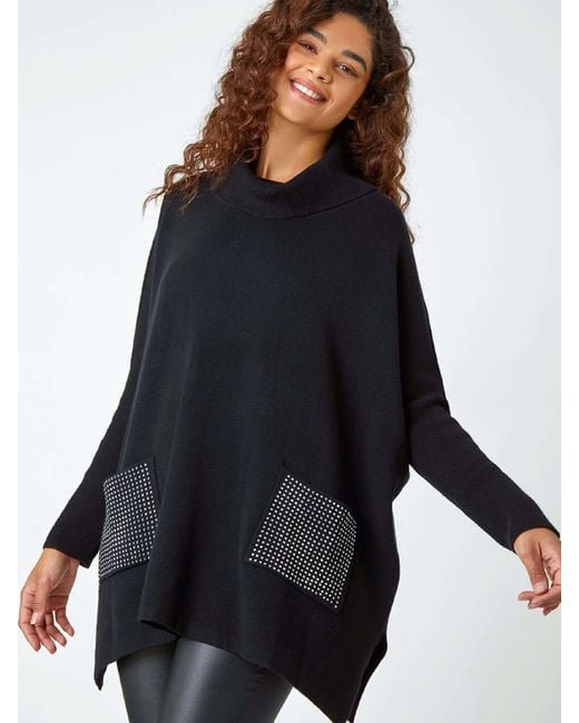 Roman Blue Sparkle Pocket Poncho Jumper