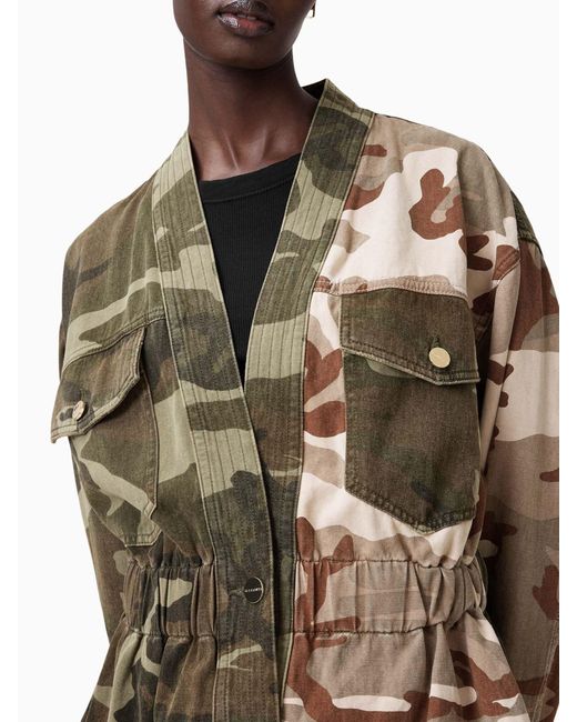 AllSaints Green Allsaints Amelia Camo Jacketeu 42 (Uk 14)