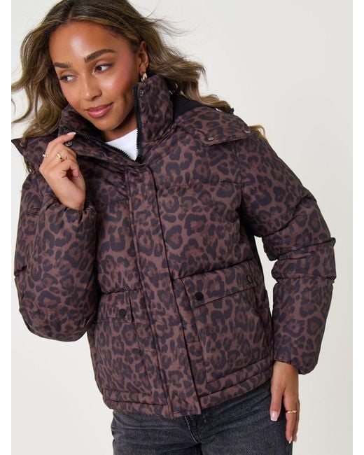 Threadbare Purple Cropped Hooded Puffer Coat