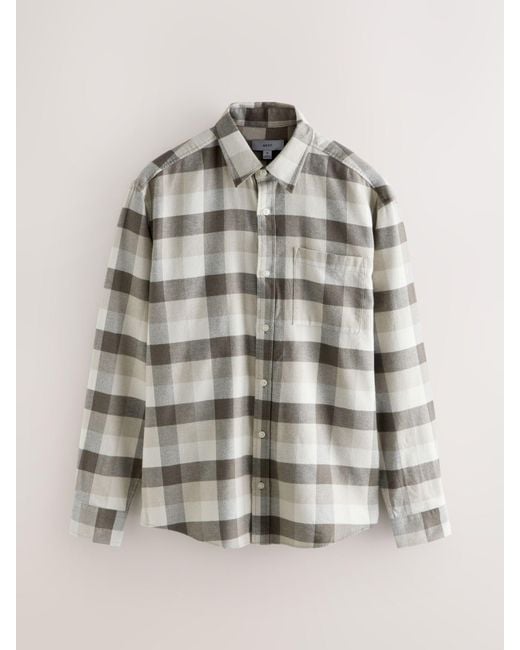Next Natural Long Sleeve Check Shirt for men