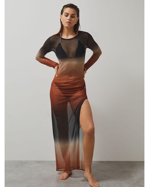 Reiss Multicolor Sienna Mclaren F1 Team Ombré Mesh Maxi Dress
