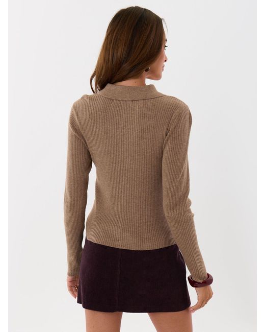 Threadbare Brown Ribbed Polo Neck Jumper