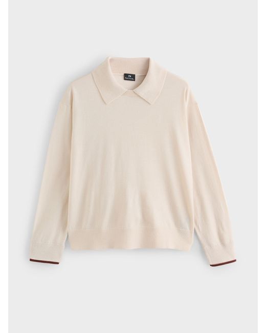 Paul Smith Natural Collared Knit Wool Jumper
