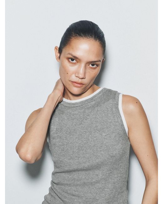 The Set Blue 3 Pack Mock Layer Semi Sheer Soft Touch Vests