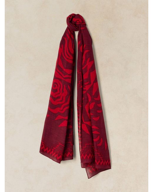 White Stuff Red Callie Printed Scarf