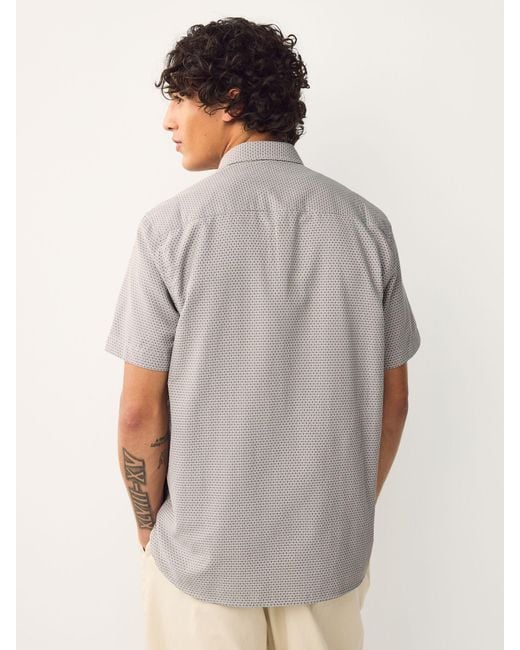 Next Gray Regular Fit Regular Fit Cotton Rich Trimmed Textured Short Sleeve Smart Shirt for men
