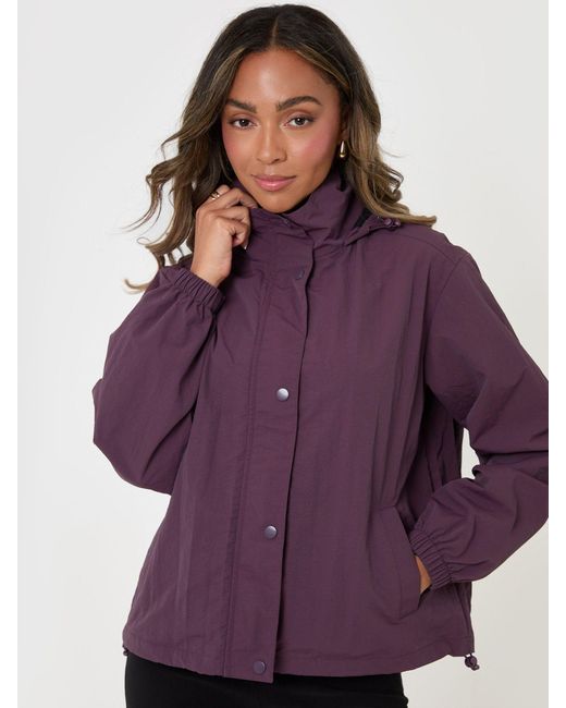 Threadbare Purple Showerproof Funnel Neck Windbreaker