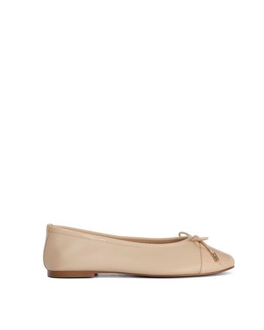 Dune Natural Leather Haliah Ballet Pumps