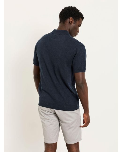 FatFace Blue Fatface Rye Knitted Polo Shirt for men