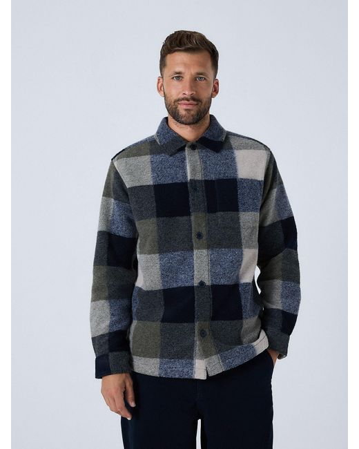 Next Blue Check Wool Look Shacket for men
