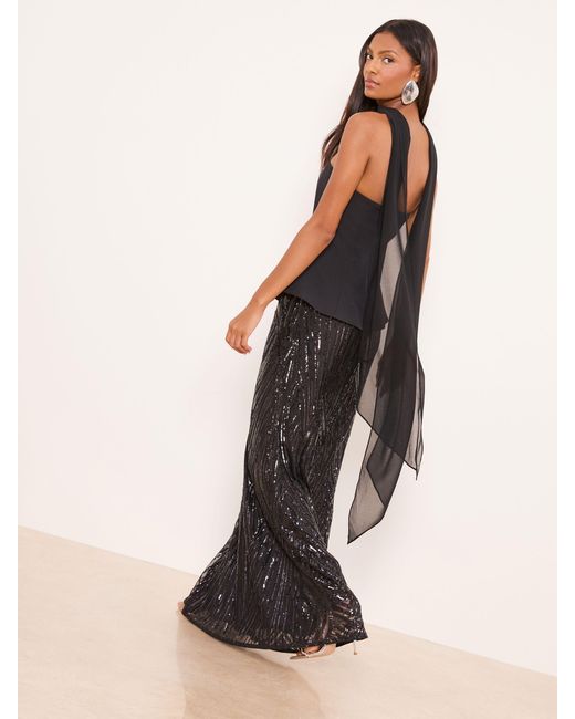 Lipsy Black Premium Bandeau Corset Sequin Combination Maxi Dress