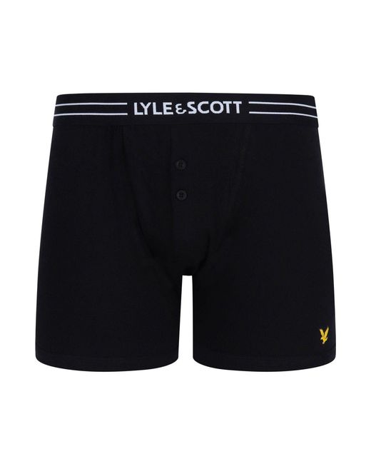 Lyle&Scott Black Lyle & Scott Multi Button Fly Boxer Trunks 3 Pack for men