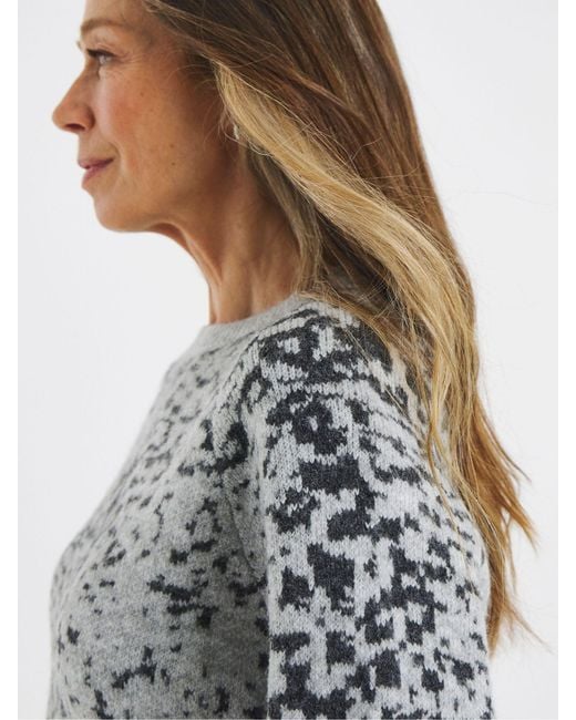 JD Williams Gray Animal Print Short Sleeve Knitted Jumper