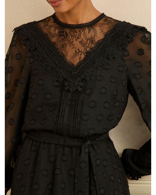 Love & Roses Natural Petite Spot Jacquard Mini Dress