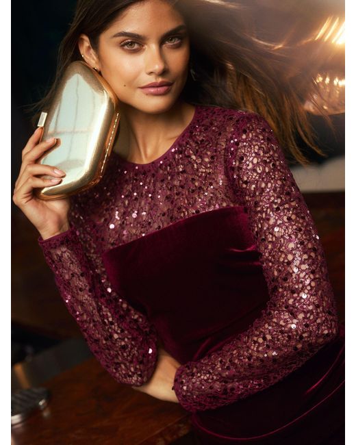 Lipsy Black Velvet Embellished Sequin Long Sleeve Puffball Mini Dress