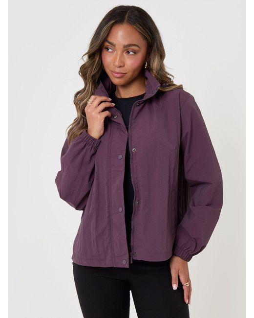Threadbare Purple Showerproof Funnel Neck Windbreaker