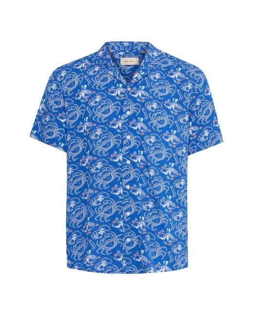 Blend Blue Crab Print Resort Short Sleeve Shirt for men