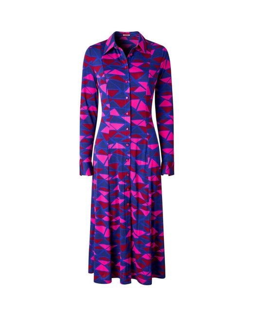 Joe Browns Purple Geo Print Midi Shirt Dress
