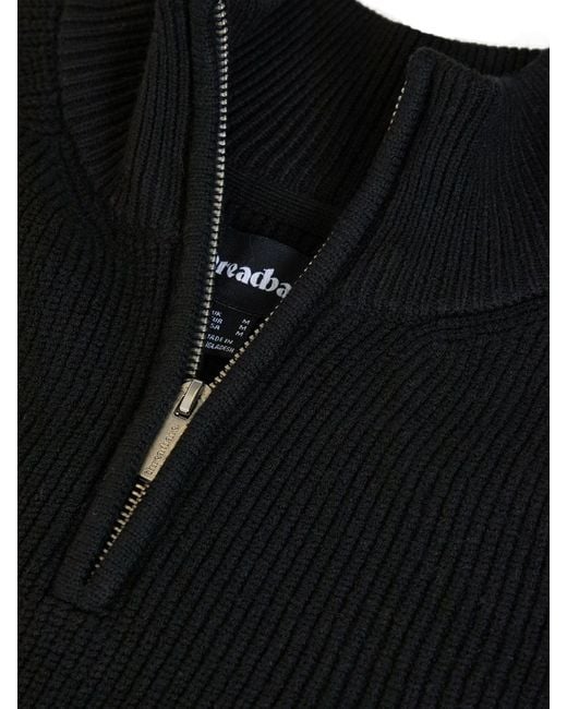 Threadbare Black Rib Panel Quarter Zip Knitted Jumper for men