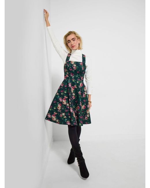 Joe Browns Green Floral Print Pinafore Dress