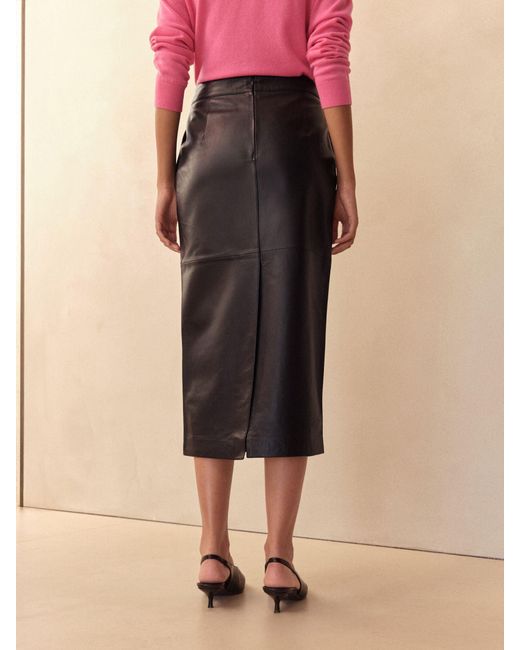 Next Black N. Premium Real Leather Pencil Skirt